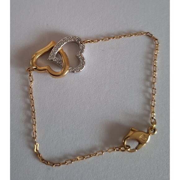 EUC Swarovski  Double Heart Bi-color Love Bracelet w/ Crystals - Picture 8 of 9